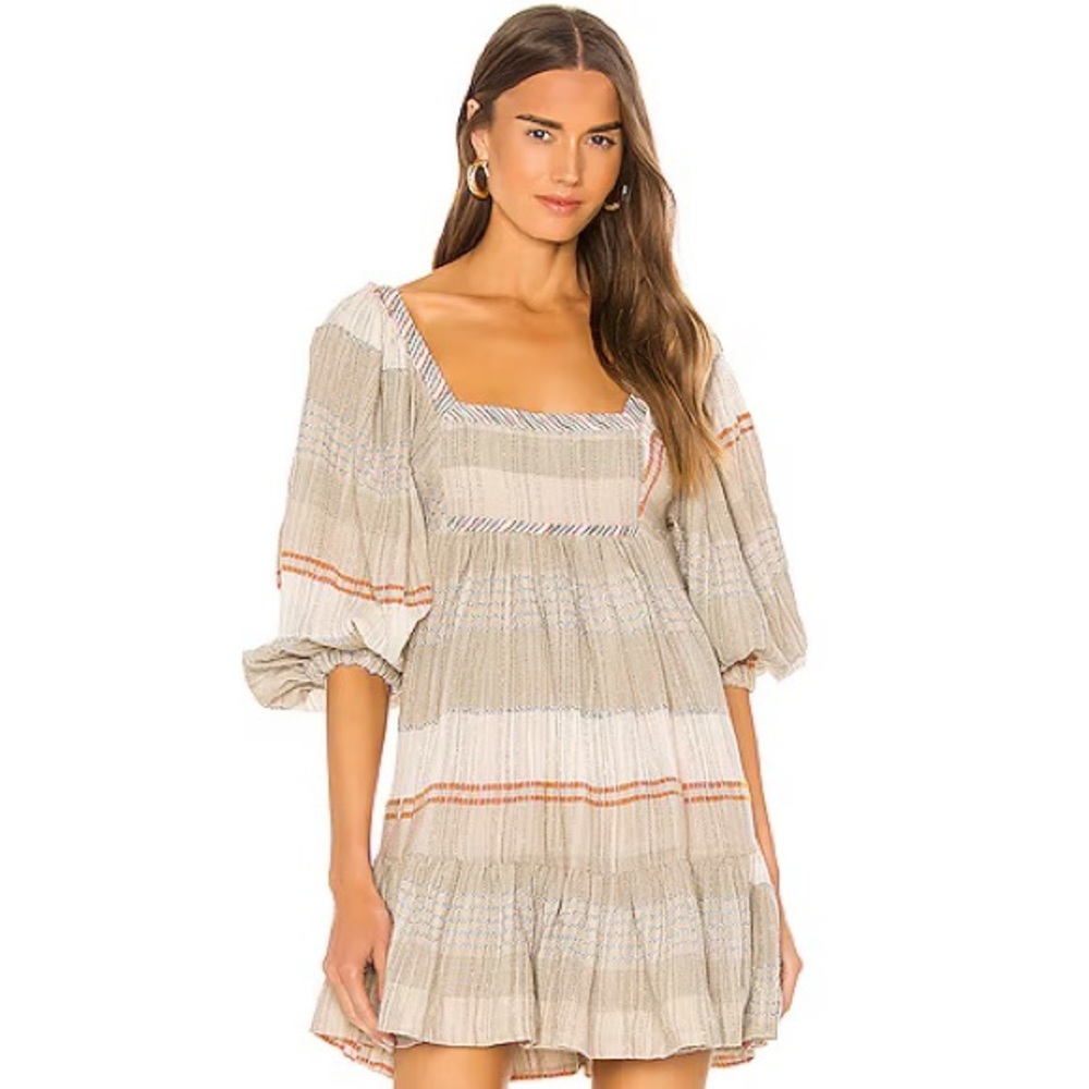 Free People l Revolve Cozy Striped Mini Dress Ivory Combo